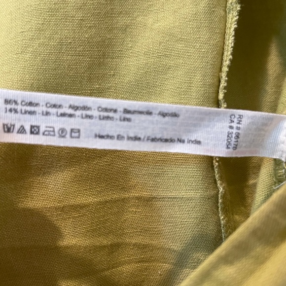 Free People Green Linen Front Tie Crop Top - Picture 6 of 9